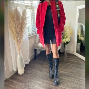 Red 100% Suede Leather Jacket Medium